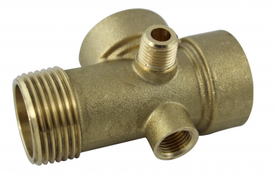 5-Wegestück, Messing, 1 Zoll = 33,7 mm