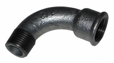 Bogen 90° lang, verzinkt, 1/2 Zoll IG x 1/2 Zoll AG