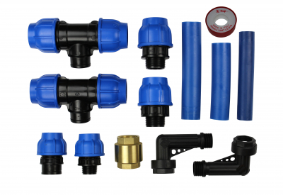 Bypass-Set Pumpensteuerung für Hauptleitung PE-Rohr 40 mm (Einzelteile nicht vormontiert)