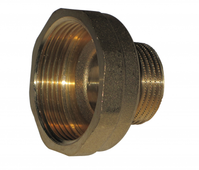 Muffennippel Messing 1 Zoll IG x 3/4 Zoll AG