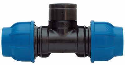 PE-Verschraubung T-Stück mit IG 32mm x 1/2 Zoll x 32mm für PE-Rohr