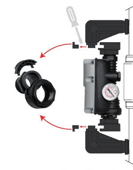 Preview: Verschraubung Kunststoff 1 1/4 Zoll IG mit Überwurfmutter und 1 1/4 Zoll AG für Pumpensteuerungen