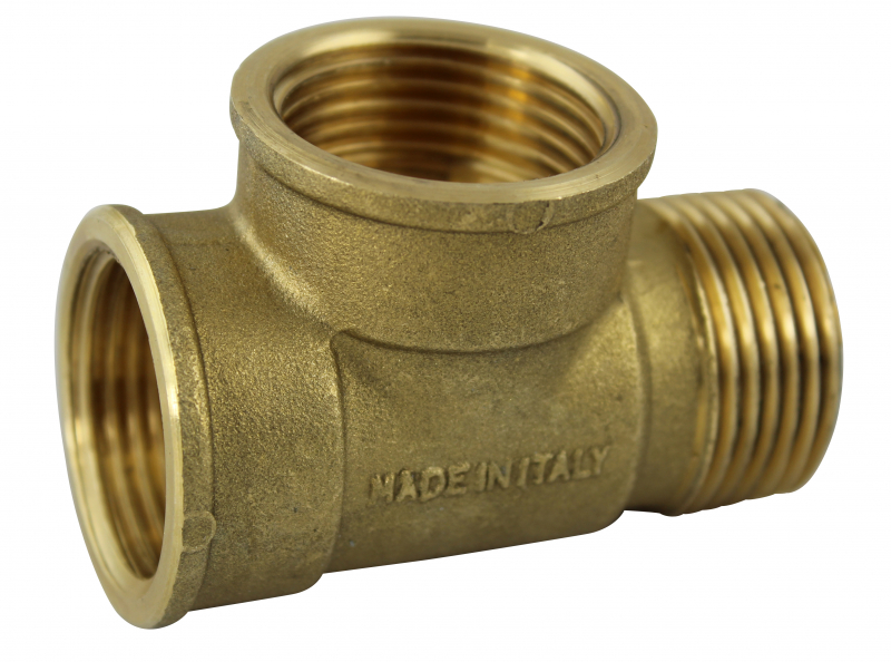 3-Wegestück, Messing, 1 Zoll = 33,7 mm