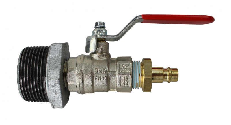 Luftventil mit Absperrhahn für Heider Druckkessel stehend