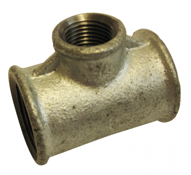 T-Stück Temperguss verzinkt 1 Zoll IG x 1/2 Zoll IG x 1 Zoll IG