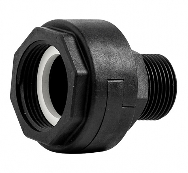 Verschraubung Kunststoff 1 1/4 Zoll IG mit Überwurfmutter und 1 1/4 Zoll AG für Pumpensteuerungen