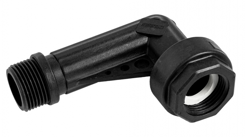 Winkelverschraubung Kunststoff 90° 1 Zoll IG mit Überwurfmutter und 1 Zoll AG für Bypassmontage von Pumpensteuerungen